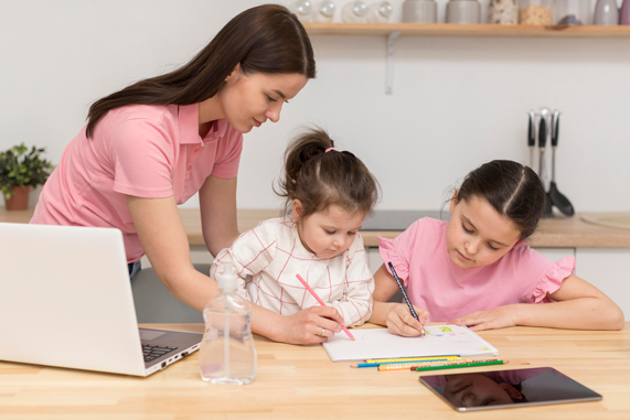 Mother girls colouring